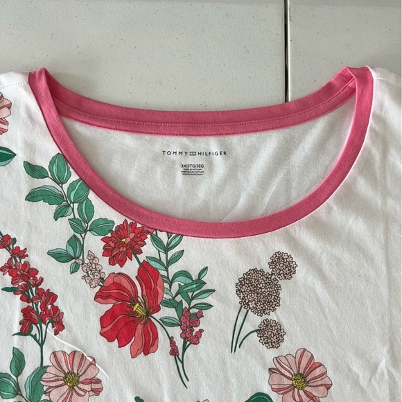 Tommy Hilfiger Graphic Tee Floral Summer Sleeveless Cotton Modal White Sz 3XL - Picture 4 of 9